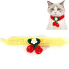 Handmade Knitted Cherry Pet Collar (M, Yellow) - Cat & Dog