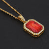 Hip Hop Mini Rhinestone Colorful Pendant Twist Necklace for Men(Gold and Red)
