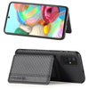 For Samsung Galaxy A71 5G Carbon Fiber Magnetic Card Bag TPU+PU Shockproof Back Cover Case with Holder & Card Slot & Photo Frame(Black)