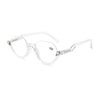 Diamond Studded Cat Eye Presbyopic Glasses Half-frame Fish-filament Glasses Unisex, Degree: +200(Transparent)