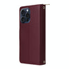 For iPhone 15 Pro Max Nine-card Slots Zipper Wallet Bag Leather Phone Case(Wine Red)