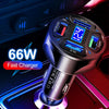 66W 4 in 1 Digital Display Fast Charging Car Charger with Voltmeter (White)
