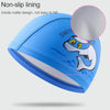 Children Swimming Cap PU Printed Cute Dolphin Pattern Elastic Swimming Cap(Sky Blue)