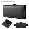 HAWEEL 6.1-6.8 inch Litchi Texture Genuine Leather Phone Belt Clip Horizontal Carrying Pouch (Black)