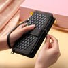 For Samsung Galaxy A06 5G / 4G Grid Texture Zipper Leather Phone Case with Lanyard(Black)