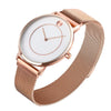 SKMEI 9197 Simple Non-scale Dial Metal Mesh Belt Quartz Watch for Ladies(Rose Gold White Surface)