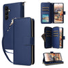 For Samsung Galaxy A24 Nine-card Slots Zipper Wallet Bag Leather Phone Case(Blue)