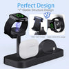 B25 8 Pin 4-in-1 Charging Stand Phone Holder for Apple Watch / AirPods(Black)