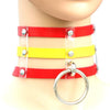 Harajuku Fashion Punk Gothic Rivets Collar Hand 3-rows Caged Leather Collar Necklace(Red+Yellow+Red)