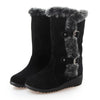 Women Mid-calf Snow Boots Thick-soled Faux Rabbit Fur Cotton Boots, Size: 35(Brown)