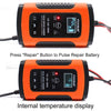 FOXSUR 12V 6A Intelligent Universal Battery Charger for Car Motorcycle, Length: 55cm, EU Plug(Red)