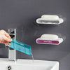 Double-Layer Drain Soap Box Bathroom Without Perforation Wall-Mounted Creative Drain Rack(Transparent Gray)