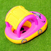 Sunshade and Sunscreen Baby Swimming Ring Car Boat Shape Inflatable Swimming Ring with Horn(Purple+Yellow)