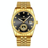 FNGEEN 7010 Middle-Aged and Elderly Men Luminous Calendar Quartz Watch(All Gold Black Sueface)