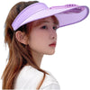 USB Rechargeable Fan Hat Summer Sunshade Large Brim Empty Top Sun Hat(Pink)