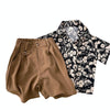 Boys Floral Shirt + Shorts Pants Set Summer Thin Children Short-sleeved Shirt, Size: 90cm