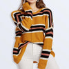 Women Knitwear Turtleneck Sweater, Size: S(Yellow Black Stripes)
