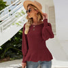 Autumn and Winter Women Sweater Waist Lantern Sleeve Knitted Top, Size: S(Wine Red)