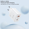 Yesido YC70 65W Type-C, USB, 8 Pin Reverse GaN Fast Charger with Type-C to 8 Pin Cable(EU Plug)