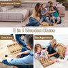 44 x 44cm 3 In 1 Wooden Chess Set Foldable Chess Board For Kids Adults