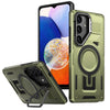 For Samsung Galaxy A14 Shield Hollow Frame Holder MagSafe Phone Case(Olive Green)