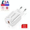 LZ-023 18W QC 3.0 USB Portable Travel Charger + 3A USB to 8 Pin Data Cable, EU Plug(White)