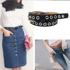 Women Hollow Rivets PU Leather Waist Belt Apparel Accessories, Size:103 x 1.4cm(White)