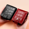 Simple Cowhide Crocodile Pattern Lipstick Bag Storage Portable Makeup Bag With Mirror(Black)