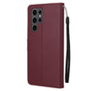 For Samsung Galaxy S25 Ultra 5G 3-Card Slots Multifunctional Leather Phone Case(Wine Red)