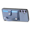 For Samsung Galaxy S25 5G Wristband Kickstand Wallet Back Phone Case with Tool Knife(Blue)