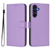For Samsung Galaxy A26 5G Skin Feel Solid Color Leather Phone Case with Lanyard(Lavender Purple)