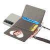 For Samsung Galaxy S22 5G Crossbody Lanyard Wallet Card Bag Phone Case(Grey)