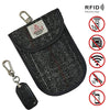 Tweed Double Layer RFID Shielded Key Bag With Keychain Anti-theft Anti-Loss Anti-Scanning Key Holder