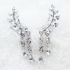 Women Tassel Wing Style Drop Earrings Fashion Cubic Jewelry(Silver color)