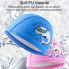 Children Swimming Cap PU Printed Cute Dolphin Pattern Elastic Swimming Cap(Sky Blue)