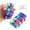 3 PCS Unlimited Magics Cube Colorful UV Printing Pocket Magic Cube Variety Folding Fingertip Magic Cube Decompression Toy(NO.168-8-36 Color Flower Pattern)