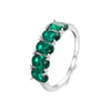 S925 Sterling Silver Luxury Alphabet Green Zirconia Women Ring, Size: No.7(BSR522)