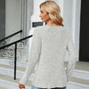 Autumn And Winter Round Neck Button Split Loose Long-Sleeved T-Shirt Top, Size: XXL(Light Grey)