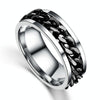 Punk Rock Stainless Steel Rotatable Chain Rings, Ring Size:6(Black)