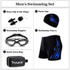YUKE Men Swimming Set Includes Swim Trunks Glasses Cap Carry Bag, Size: XXL(Red Flame)