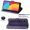 For Alcatel 1L 2021 Four-leaf Clasp Embossed Buckle Mobile Phone Protection Leather Case with Lanyard & Card Slot & Wallet & Bracket Function(Purple)