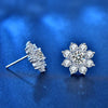XEZ002 925 Silver Sun Flower Earrings Moissanite Diamond Personal Earrings(50 Points White Gold)