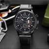 SANDA 5010P Six-Pin Cool Big Dial Waterproof Three-Eye Men Watch Leather Strap Fashion Trend Men Watch(Black)