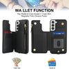 For Samsung Galaxy S22 5G Double Flap Zipper RFID Leather Phone Case with Short Lanyard(Black)