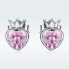 Heart-shaped S925 Sterling Silver Earrings with Gemstones