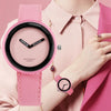 Simple Style Round Dial Matte Leather Strap Quartz Watch for Men / Women(Pink)