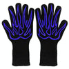 1 Pair High Temperature Resistant Silicone BBQ Gloves  Anti-Scalding Gloves(Big Flame Blue)
