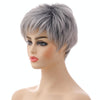 Wig-335 Mixed Silver Gray Ladies Short Straight Hair Wig High Temperature Silk Chemical Fiber Headgear