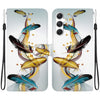 For Samsung Galaxy S23 FE 5G Crystal Texture Colored Drawing Leather Phone Case(Gold Butterfly Feathers)
