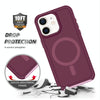 For iPhone 12 Shockproof MagSafe Armor PC Hybrid TPU Phone Case(Wine Red+Light Pink)